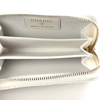 Chanel Caviar Quilted Classic Zipped Coin Purse White 5 of 9