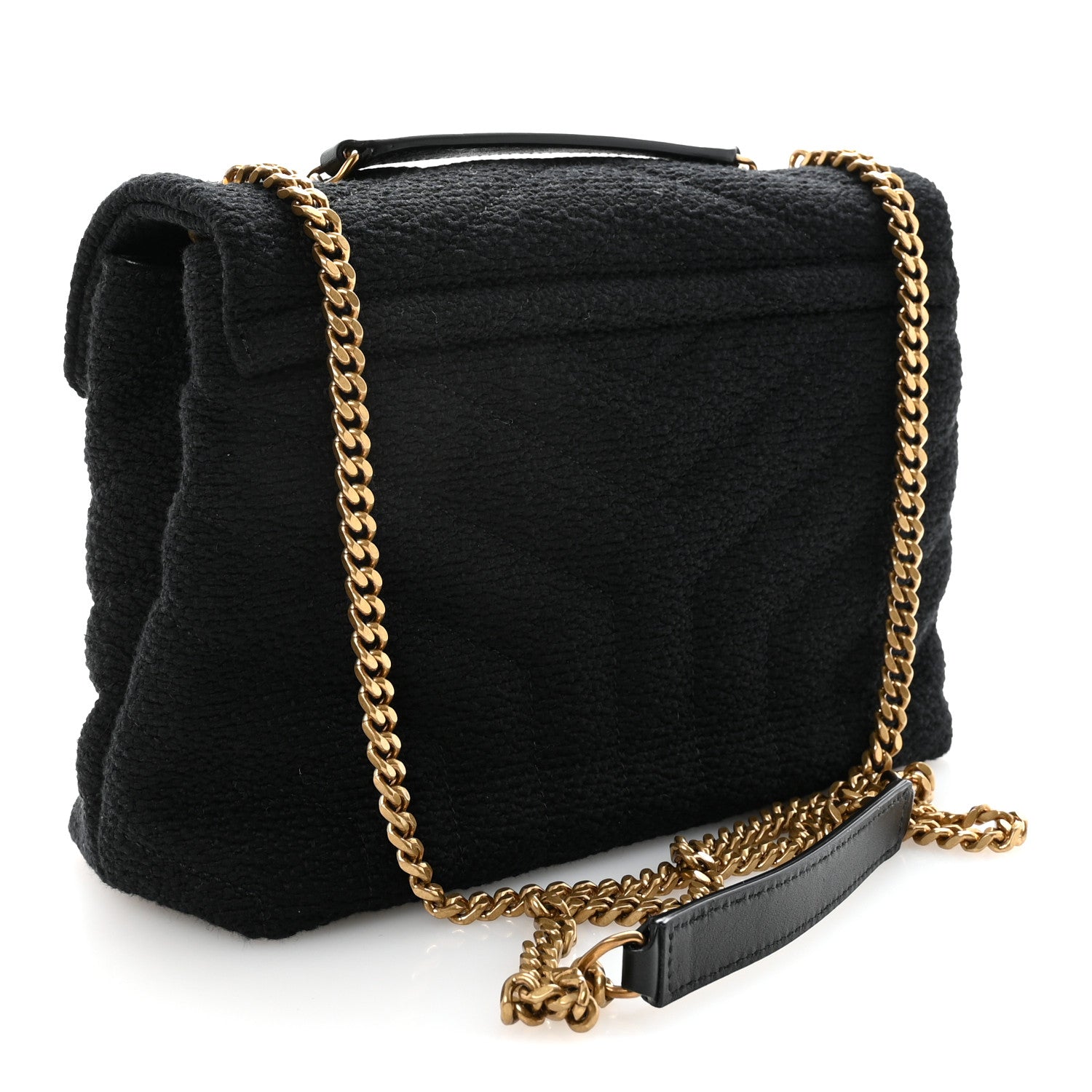 Saint Laurent Canvas Y Quilted Monogram Small Loulou Chain Satchel Black 3 of 9