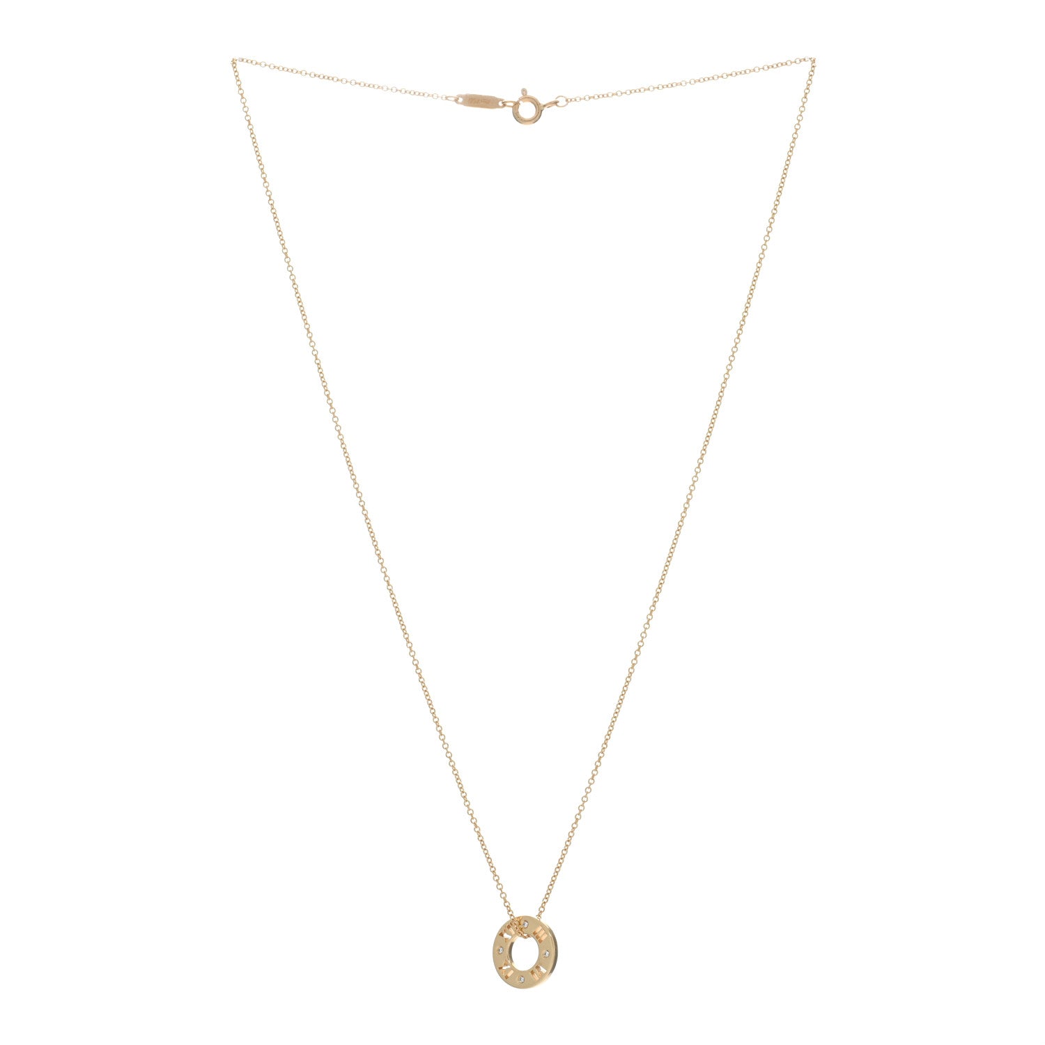 Tiffany 18K Yellow Gold Diamond Atlas Pierced Pendant Necklace 2 of 4