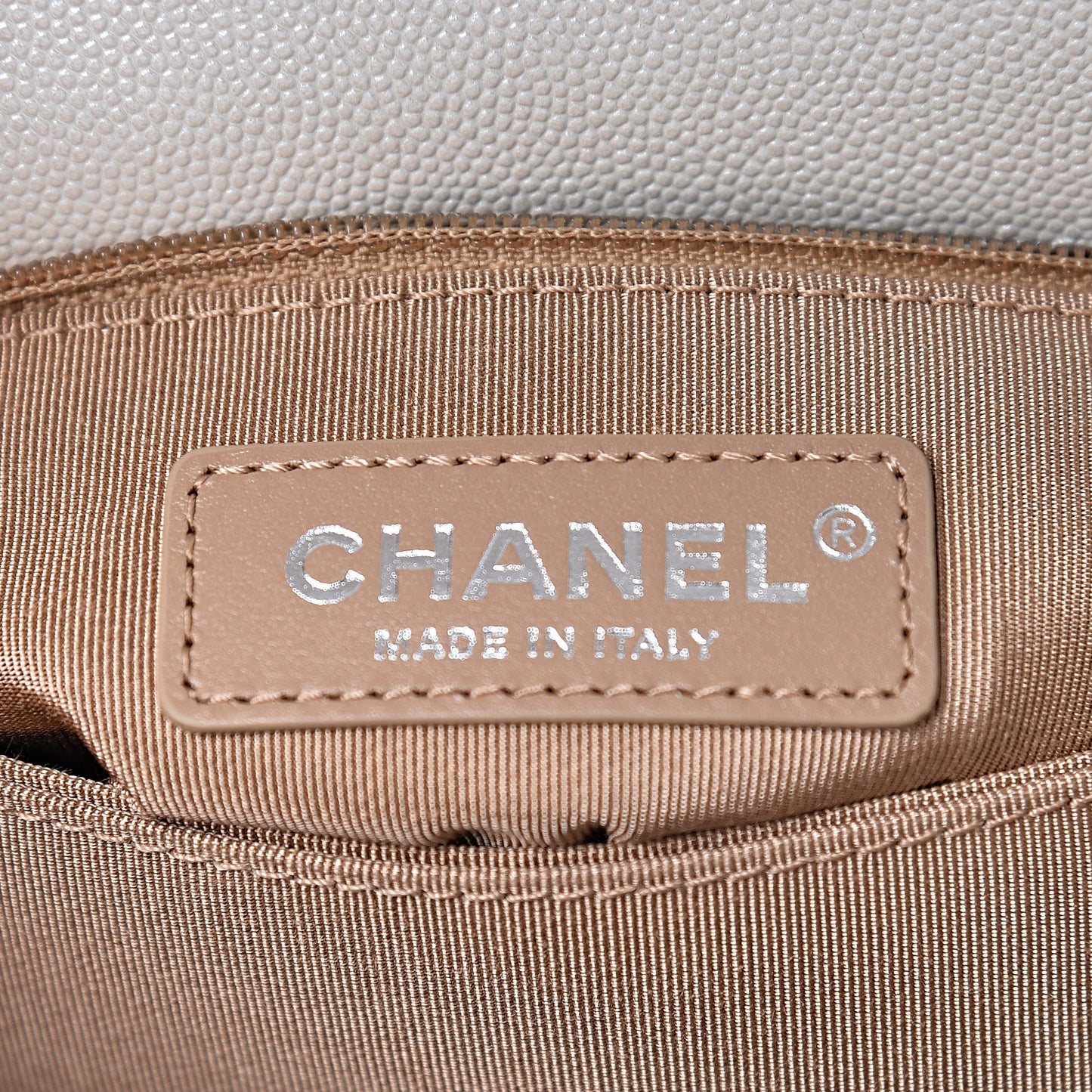 Iridescent Caviar Chevron Quilted Mini Coco Handle Flap White