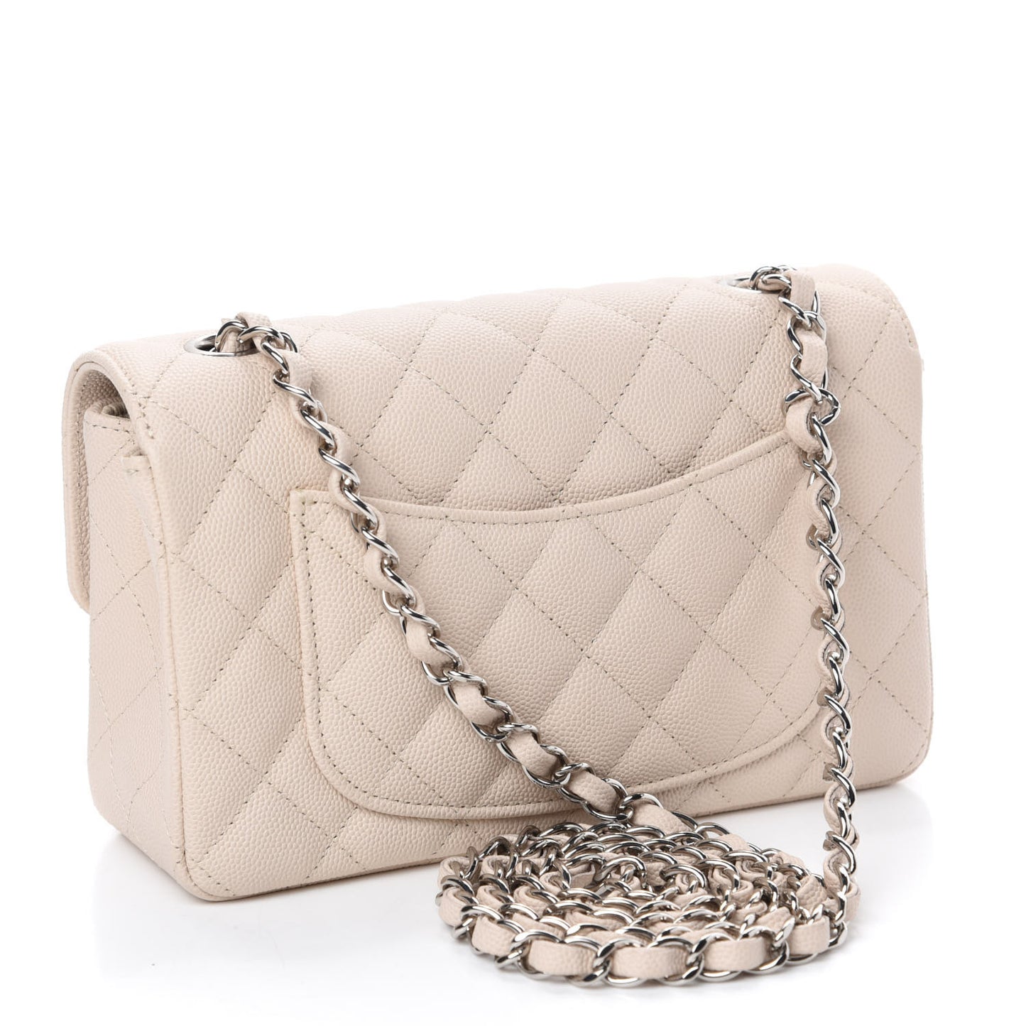 Caviar Quilted Mini Rectangular Flap White