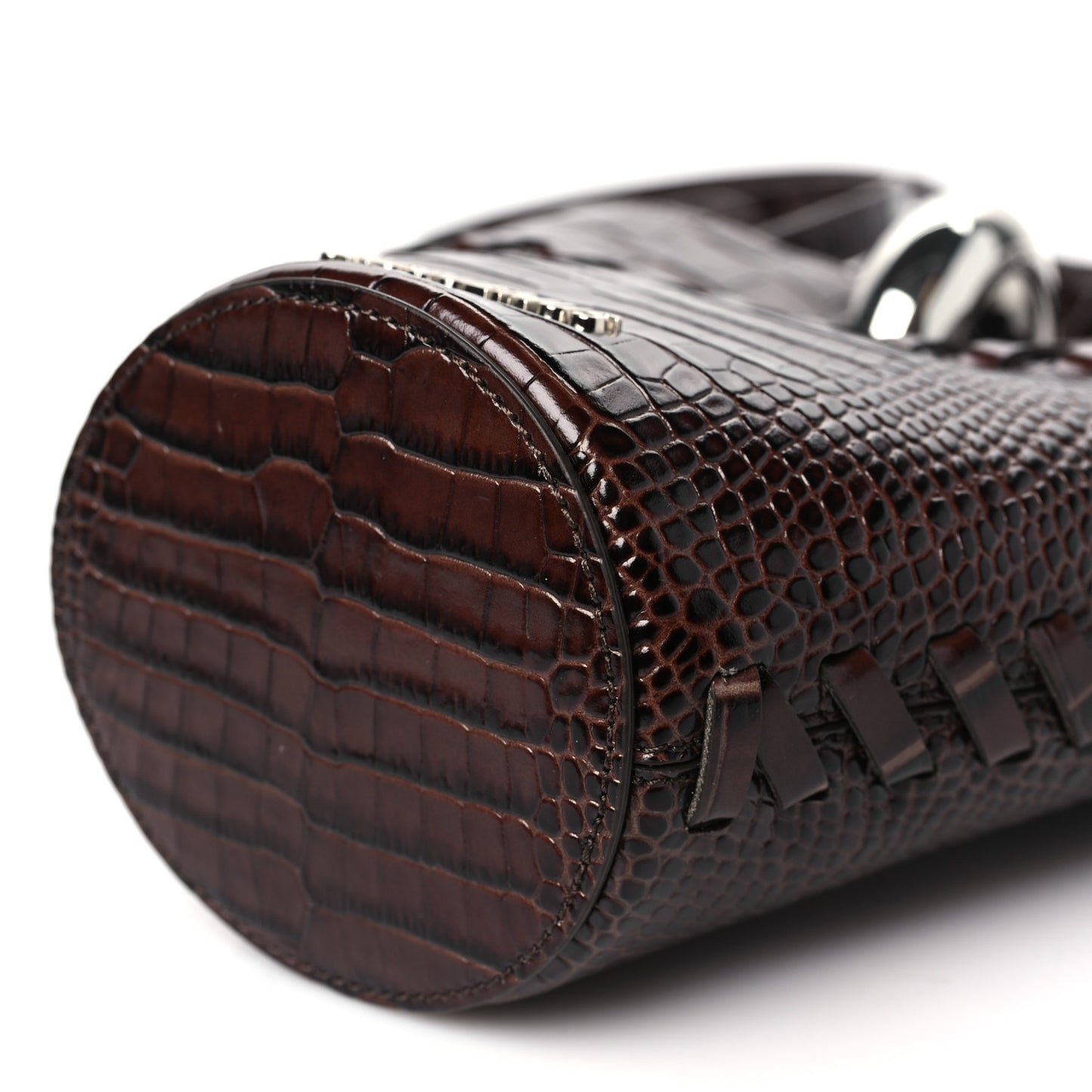Calfskin Crocodile Embossed Le Petit Bambola Midnight Brown