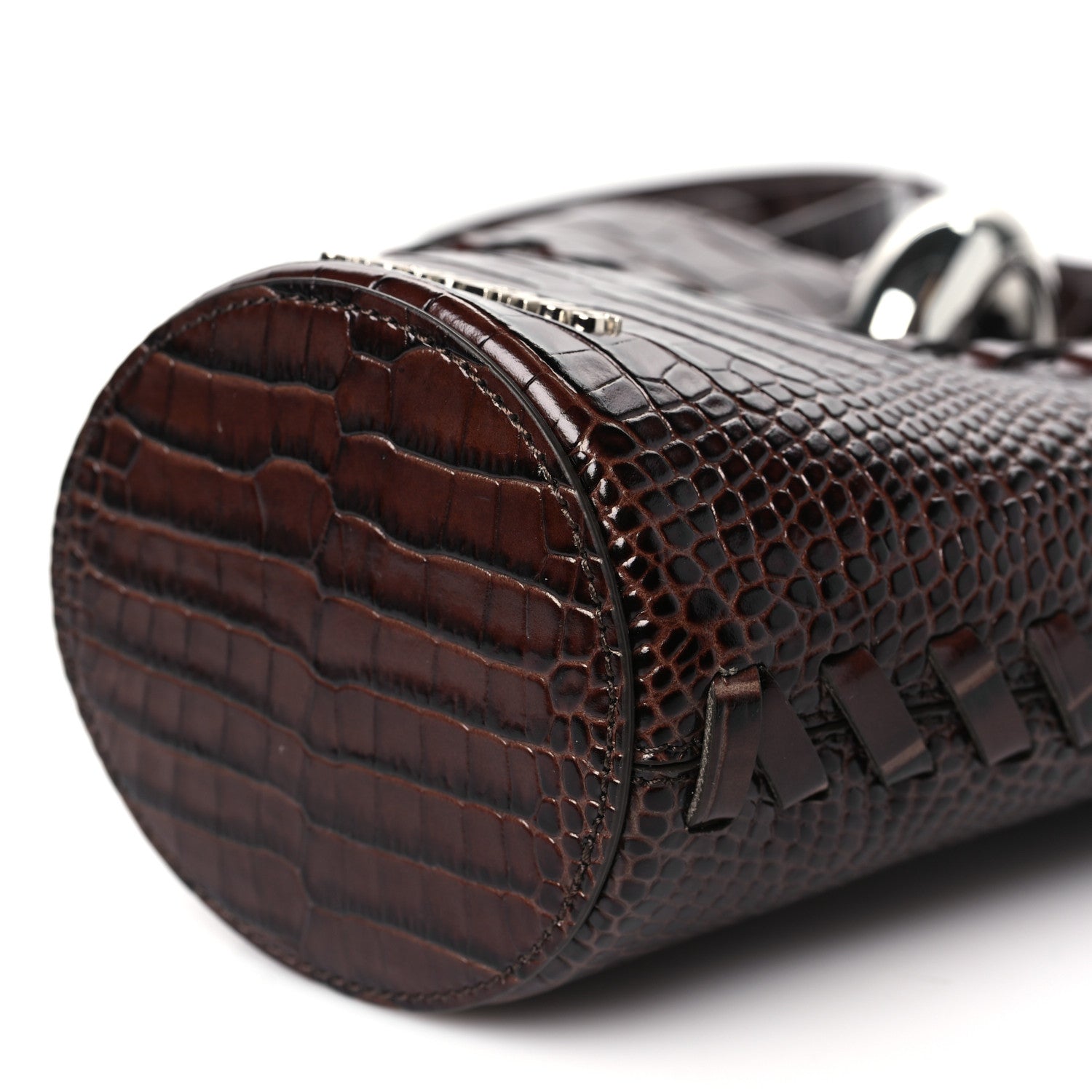 Jacquemus Calfskin Crocodile Embossed Le Petit Bambola Midnight Brown 9 of 9