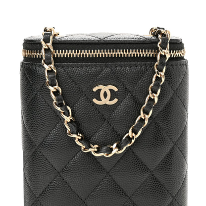 Chanel Caviar Quilted Small Vertical Coco Beauty Vanity Case With Chain Black 8 of 11