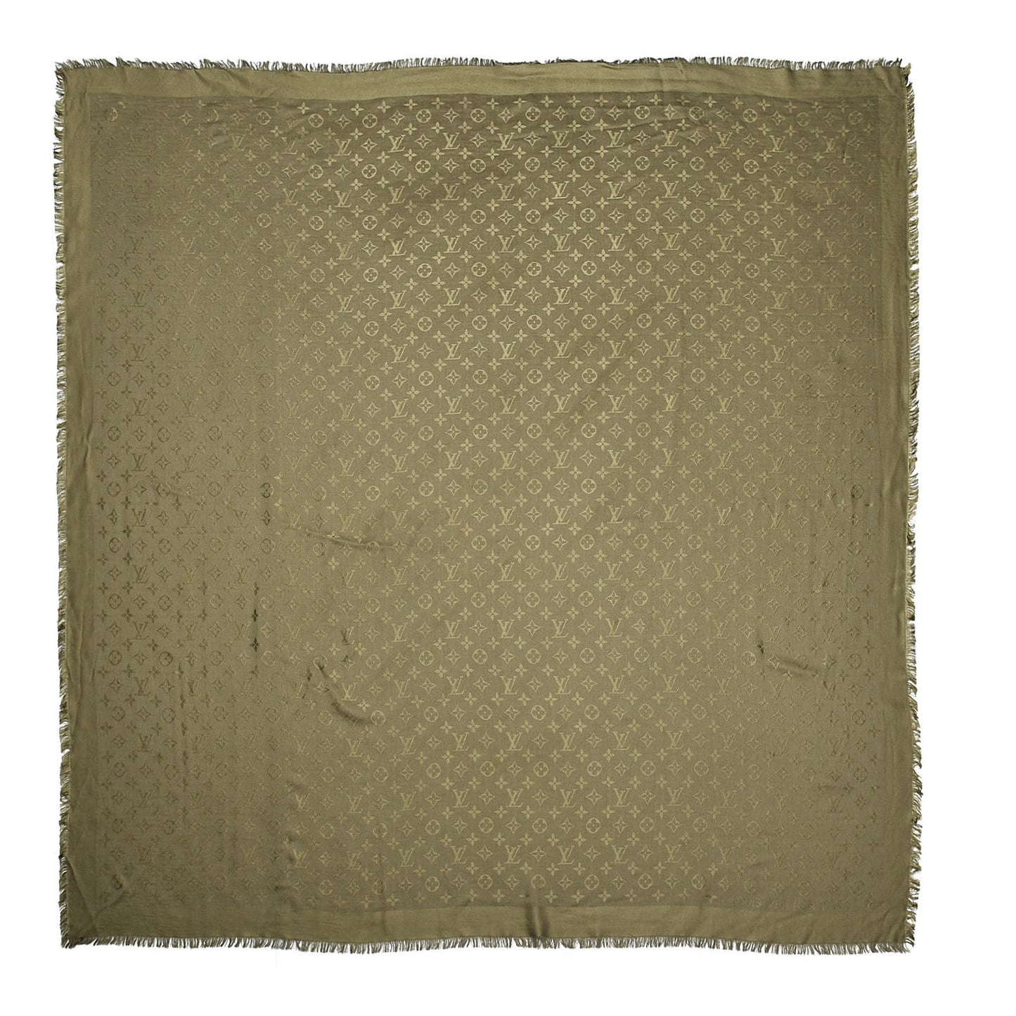 Silk Wool Monogram Shawl Kaki