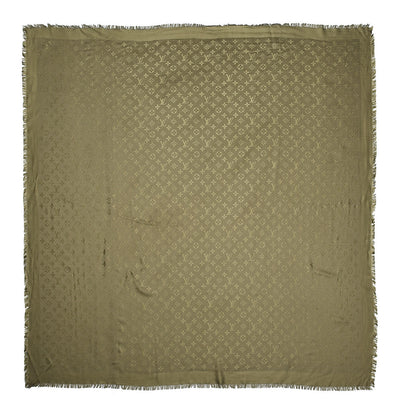 Louis Vuitton Silk Wool Monogram Shawl Kaki 1 of 4