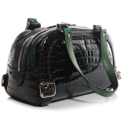 Prada Crocodile Colour Buckles Bag Green 3 of 8