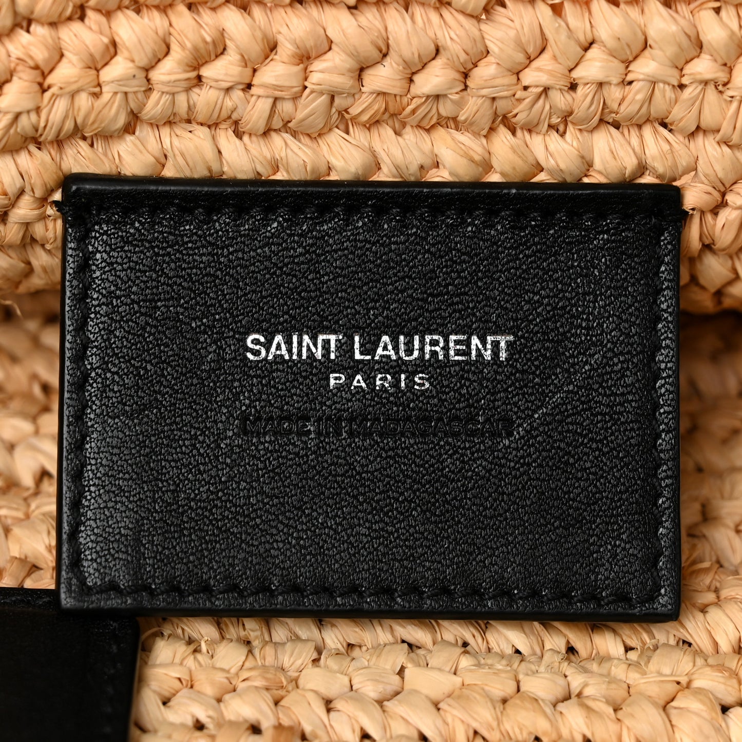 Raffia Calfskin Rive Gauche Tote Naturale Black