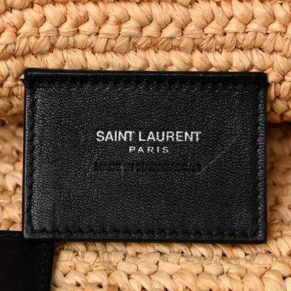 Saint Laurent Raffia Calfskin Rive Gauche Tote Naturale Black 6 of 11