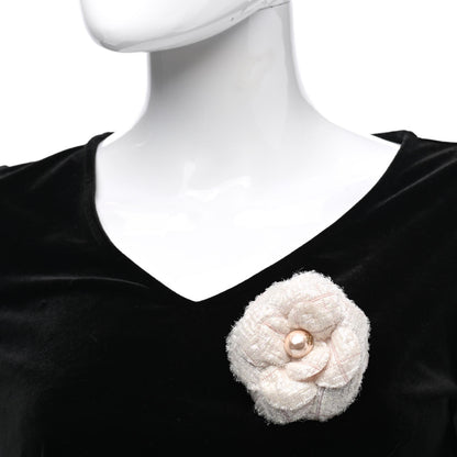 Chanel Fantasy Tweed Pearl Camellia Brooch Pink 2 of 5