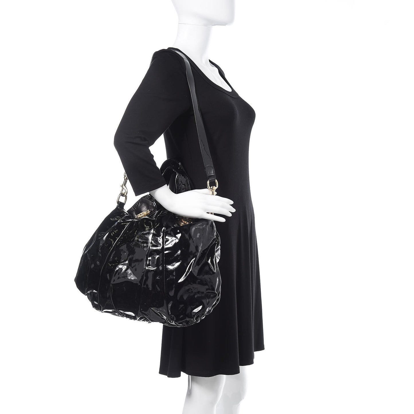 Patent Medium Hysteria Top Handle Bag Black