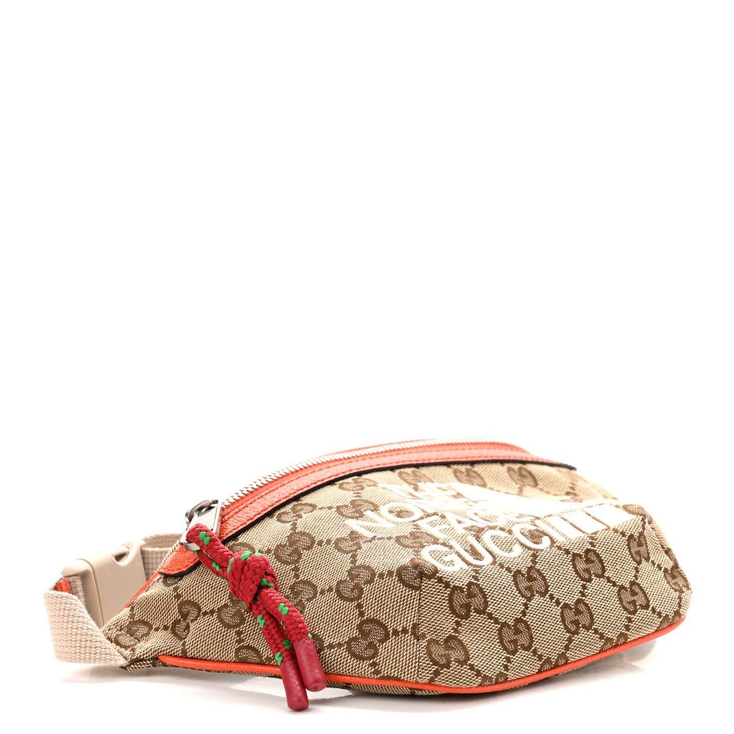 X THE NORTH FACE Monogram Textured Dollar Calfskin Embroidered Belt Bag Beige Ebony Mystic White Deep Orange