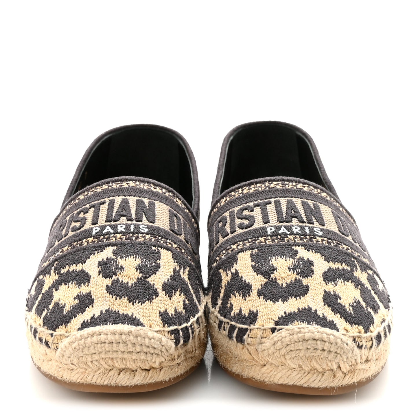 Cotton Embroidered Leopard Print Granville Espadrille 37 Natural