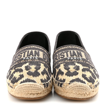 Christian Dior Cotton Embroidered Leopard Print Granville Espadrille 37 Natural 3 of 10