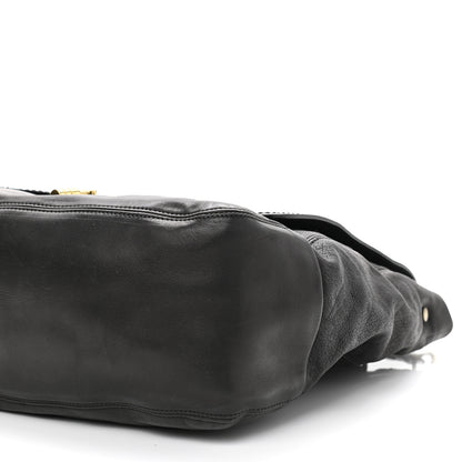 Lanvin Calfskin Lovely Leopold GM Shoulder Bag Black 8 of 9
