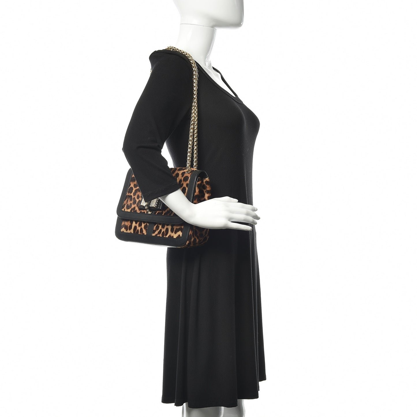 Pony Hair Leopard Print Sweet Charity Shoulder Bag Black