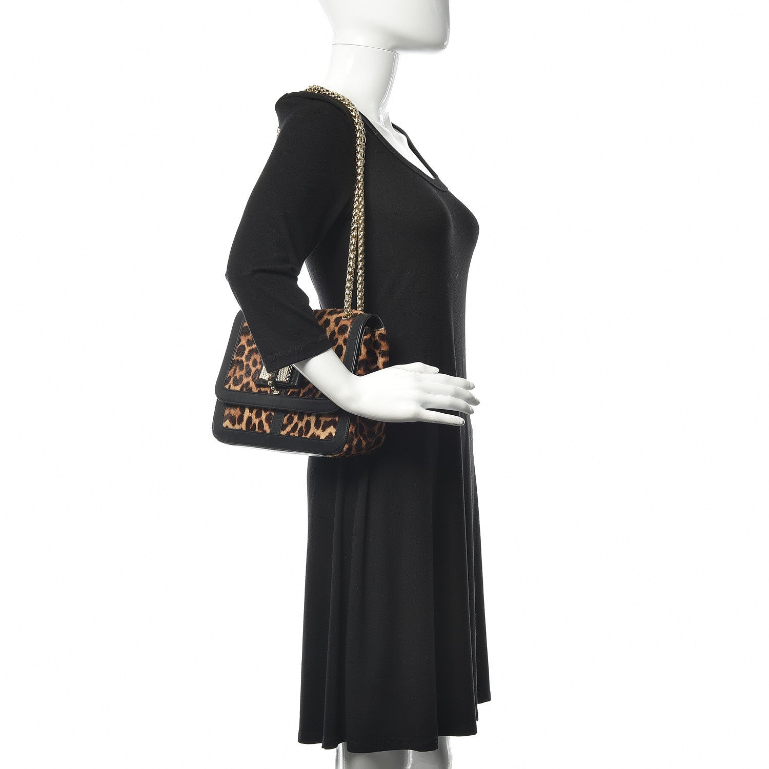 Christian Louboutin Pony Hair Leopard Print Sweet Charity Shoulder Bag Black 2 of 10
