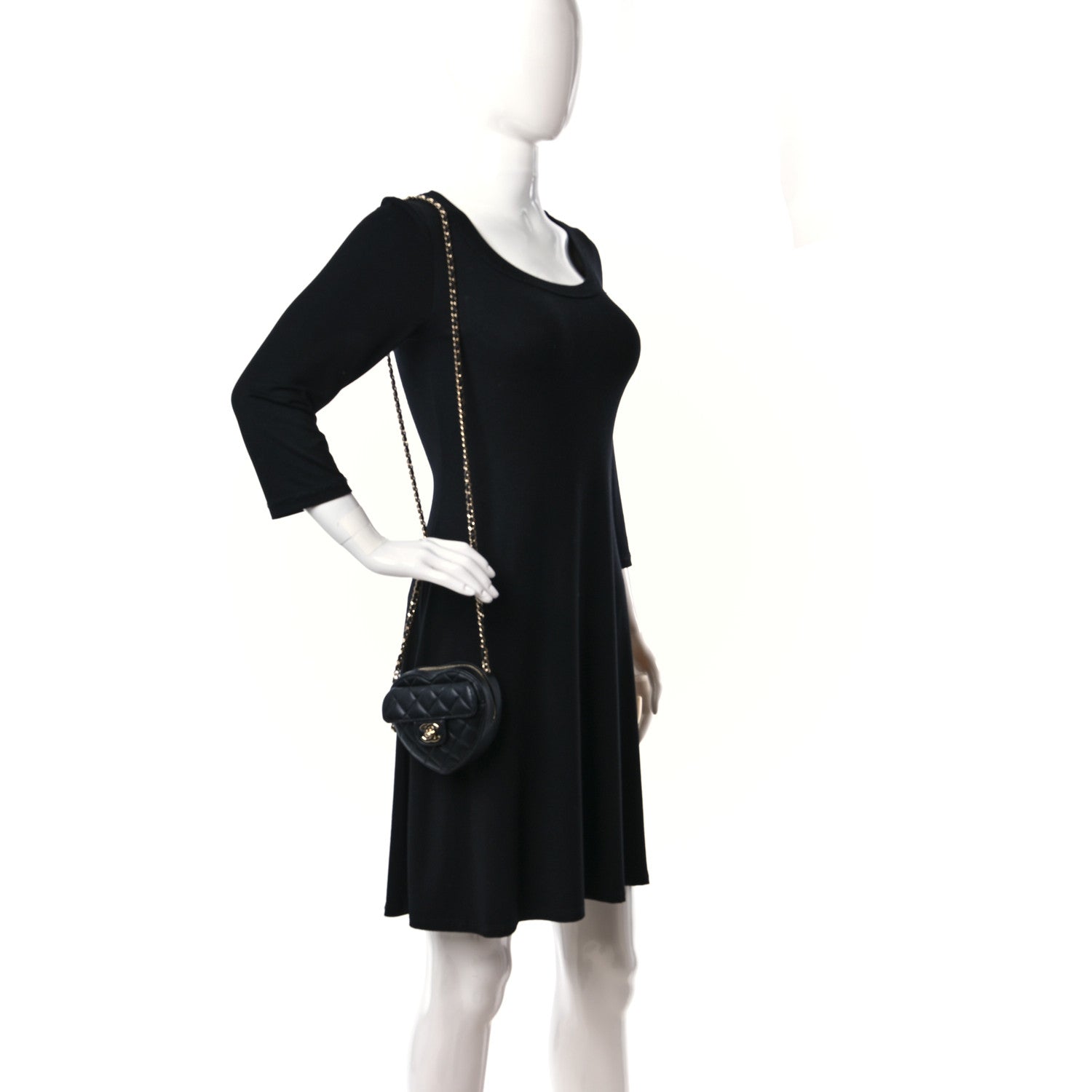 Chanel Lambskin Quilted CC In Love Heart Clutch Black 3 of 8