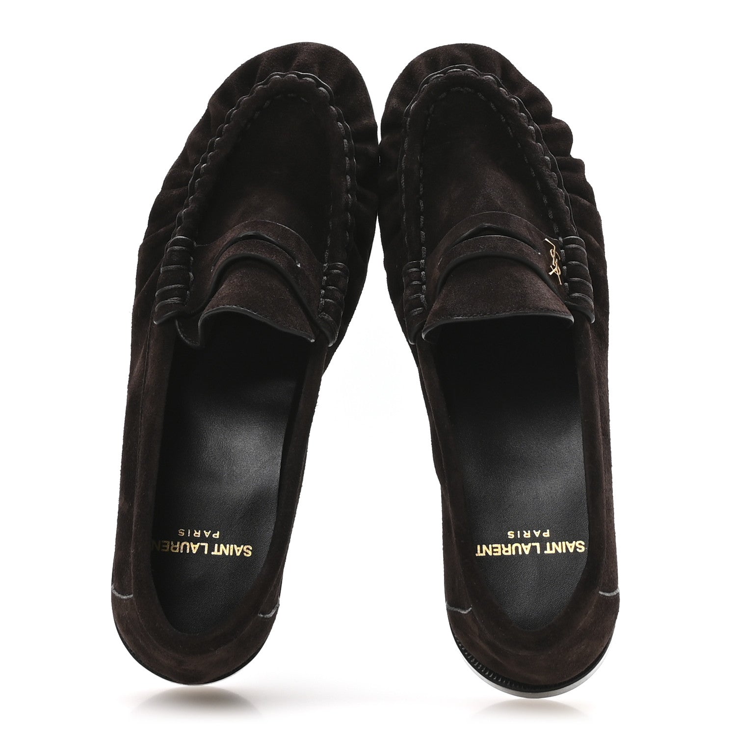 Saint Laurent Suede Le Loafer 15 Penny Slippers 37 Dark Chocolate 2 of 7