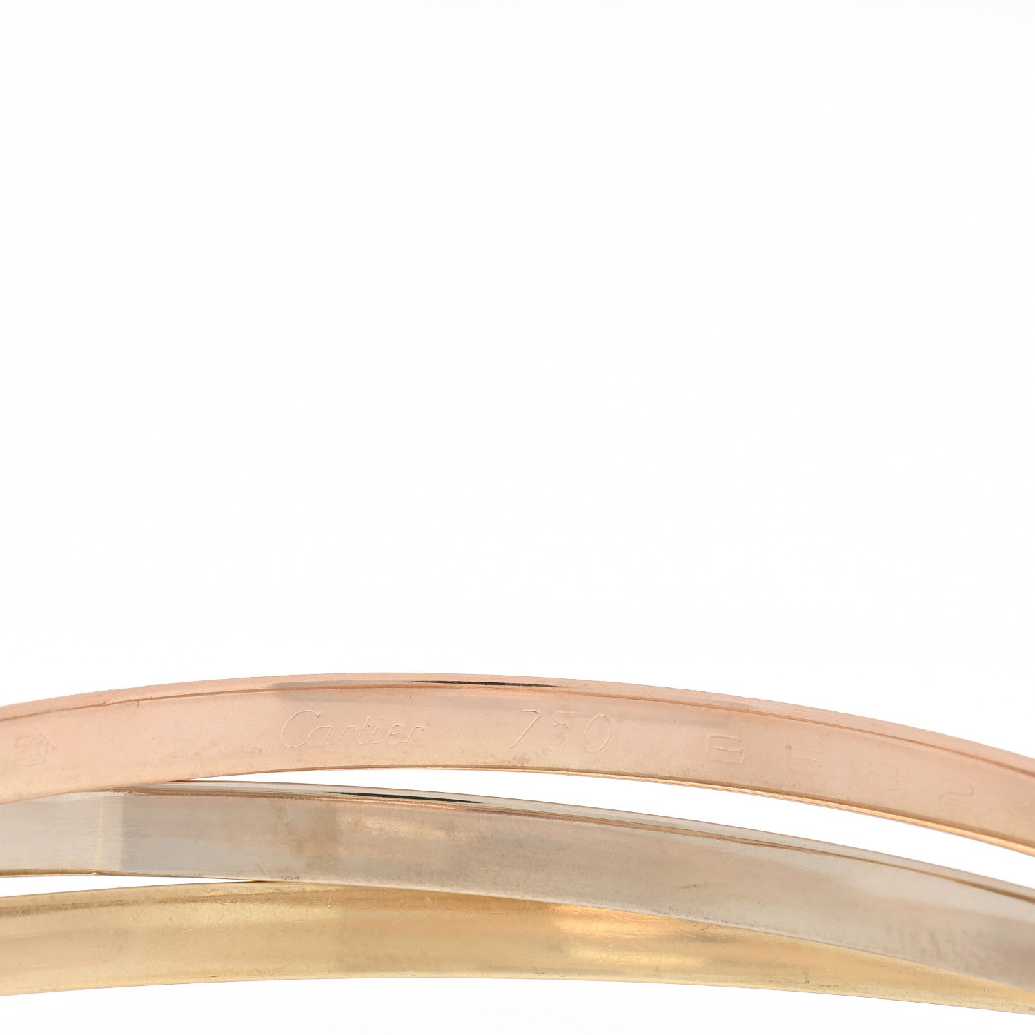 Cartier 18K Pink Yellow White Gold 3.5mm Trinity Bangle Bracelet 3 of 3