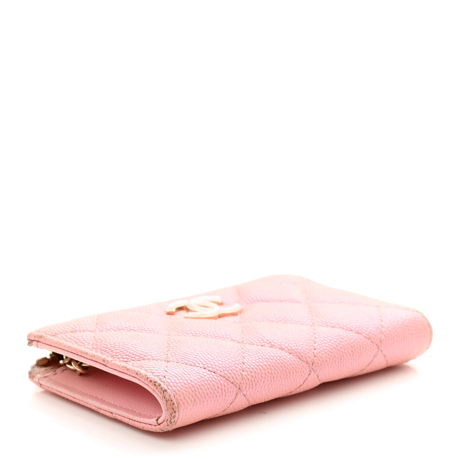 Chanel Iridescent Caviar Quilted Zipped Key Holder Case Rose Pink 5 of 12