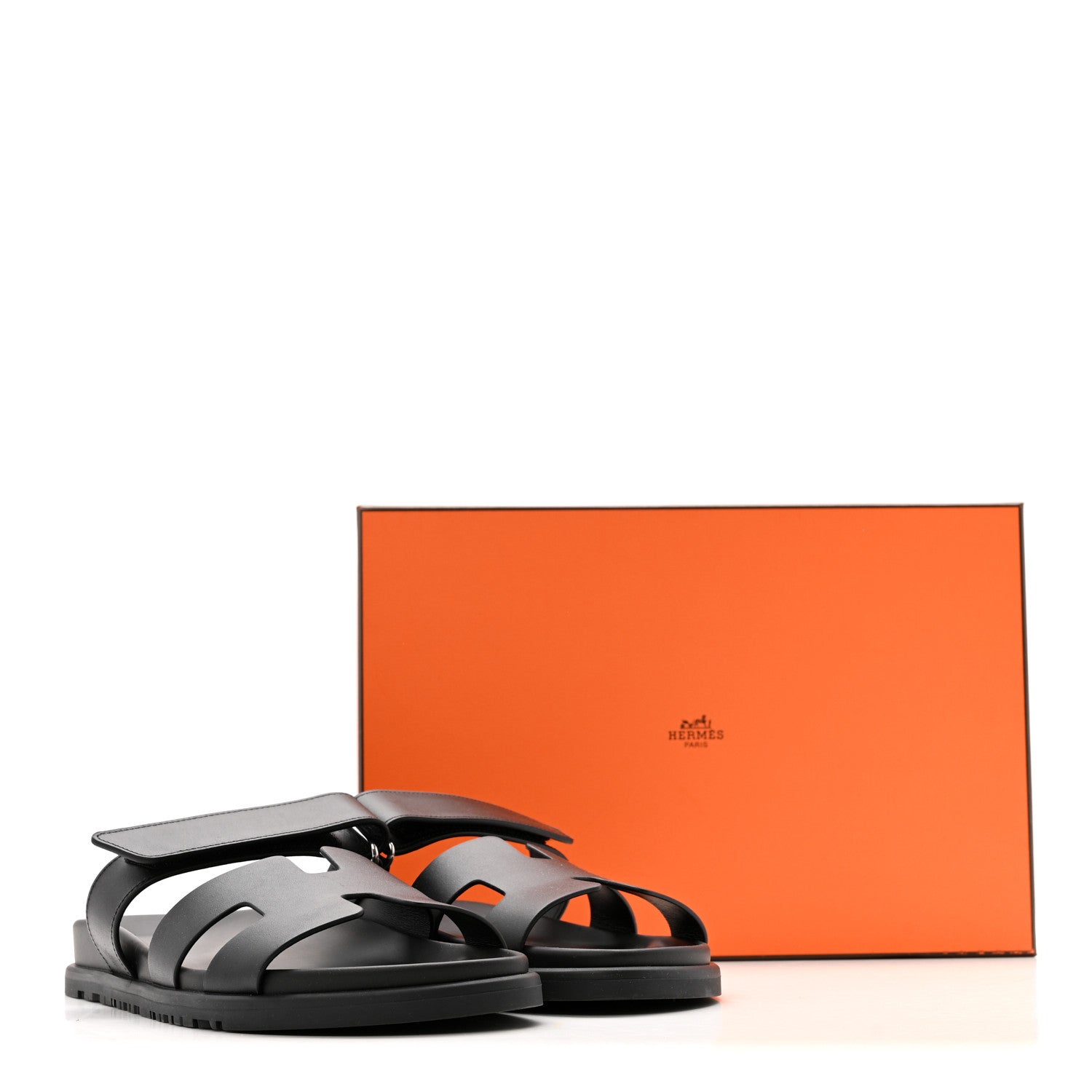 Hermes Calfskin Womens Chypre Sandals 38 Black 11 of 11