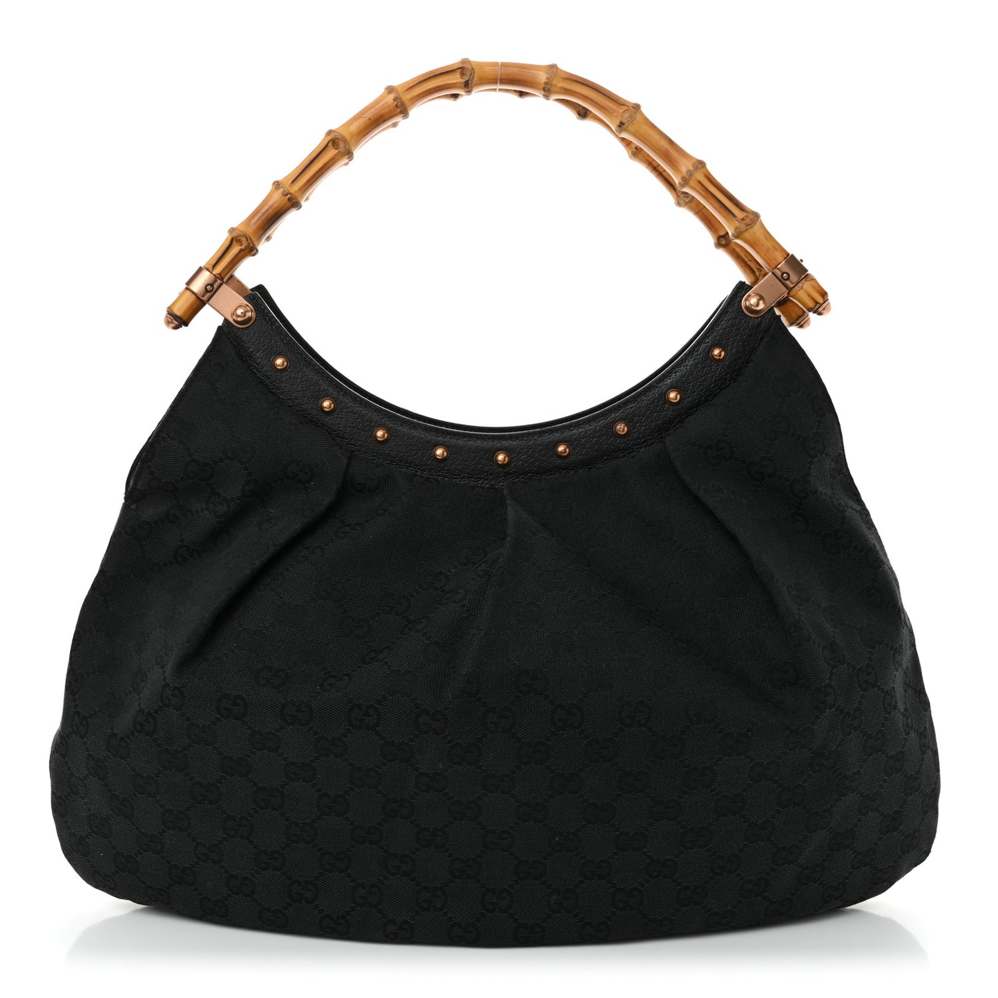 Monogram Bamboo Top Handle Shoulder Bag Black