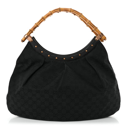 Gucci Monogram Bamboo Top Handle Shoulder Bag Black 1 of 11