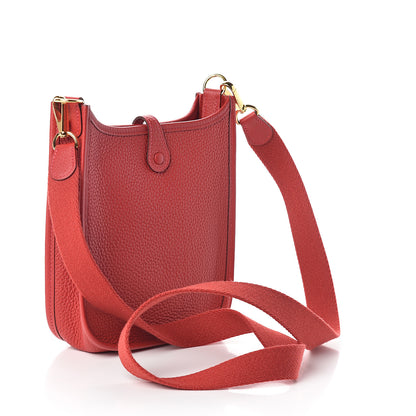 Hermes Taurillon Clemence Evelyne TPM Rouge Casaque 2 of 9