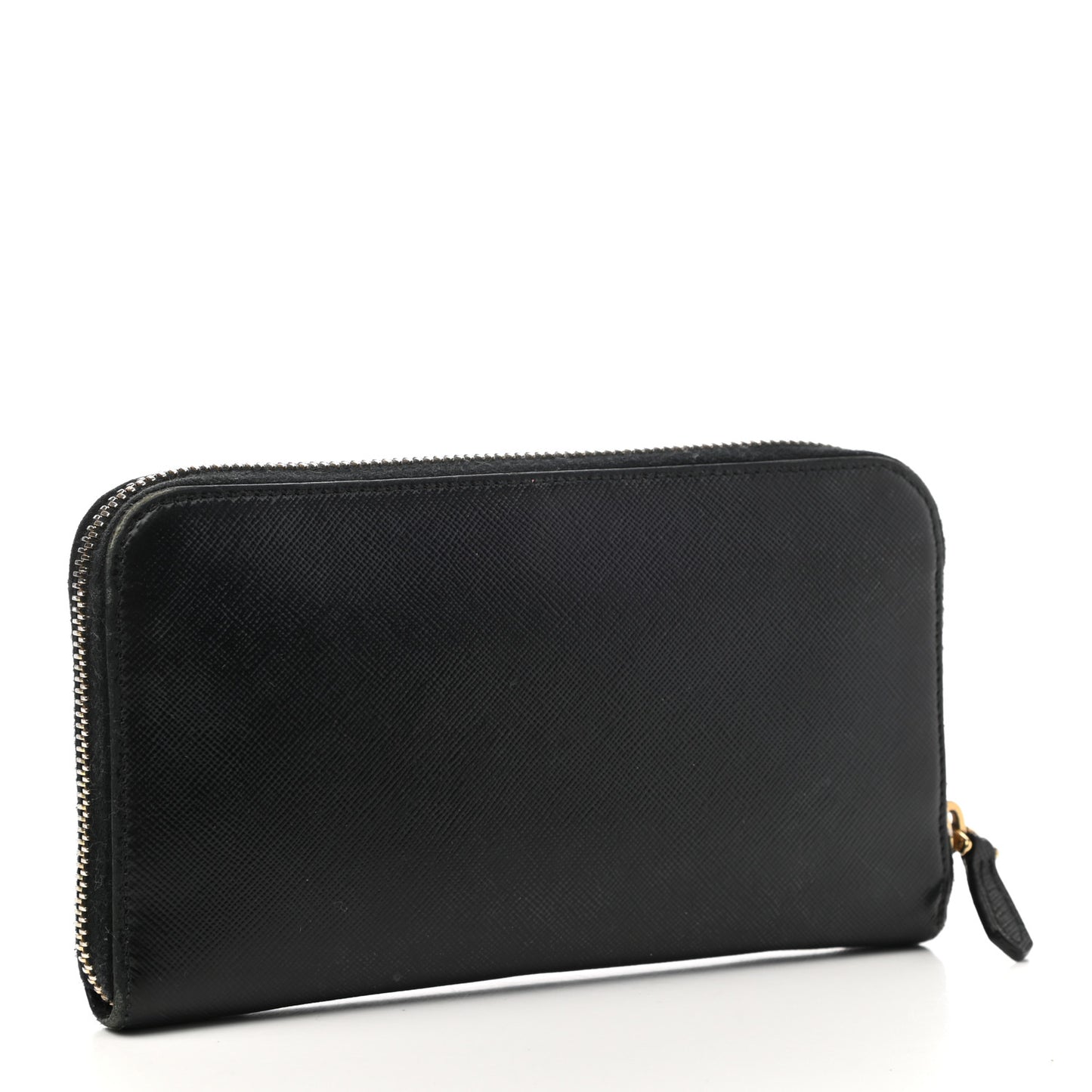 Saffiano Metal Zip Around Wallet Black