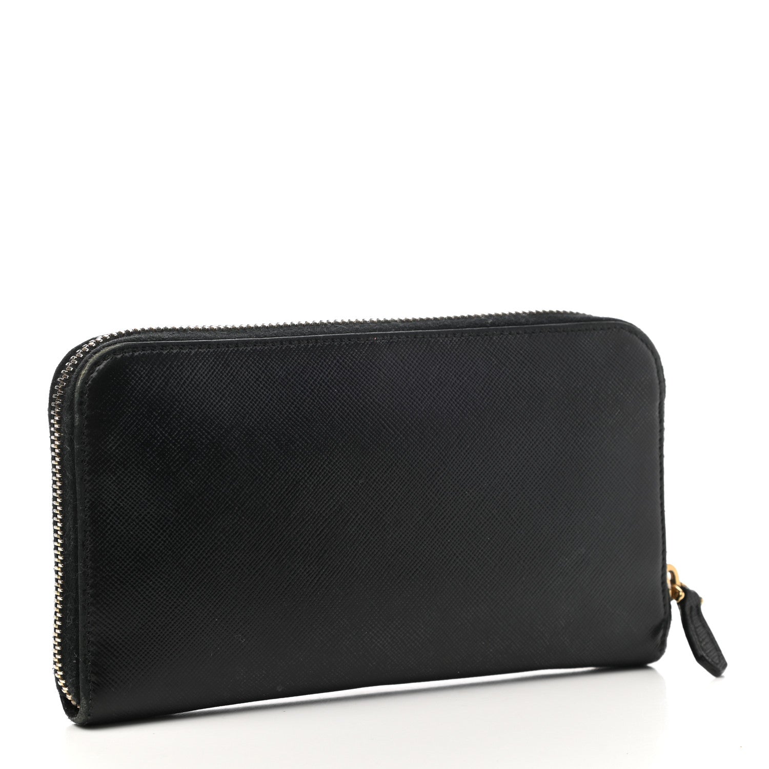 Prada Saffiano Metal Zip Around Wallet Black 3 of 7