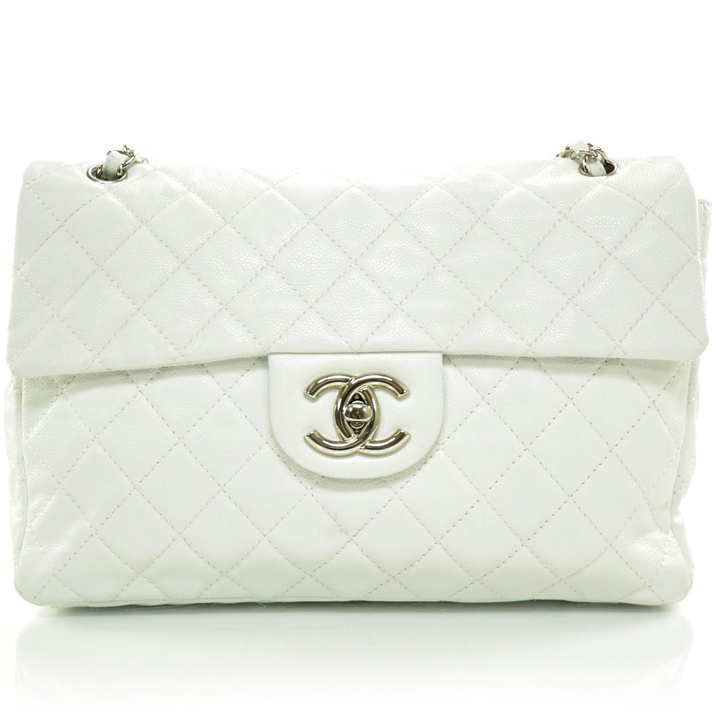 Washed Caviar Maxi Flap White