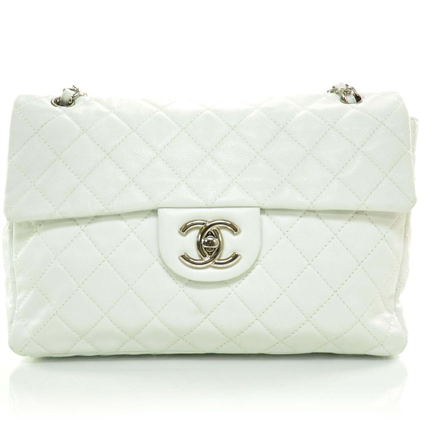 Chanel Washed Caviar Maxi Flap White 1 of 10