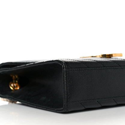 Saint Laurent Grain De Poudre Matelasse Chevron Medium Monogram Satchel Black 7 of 8