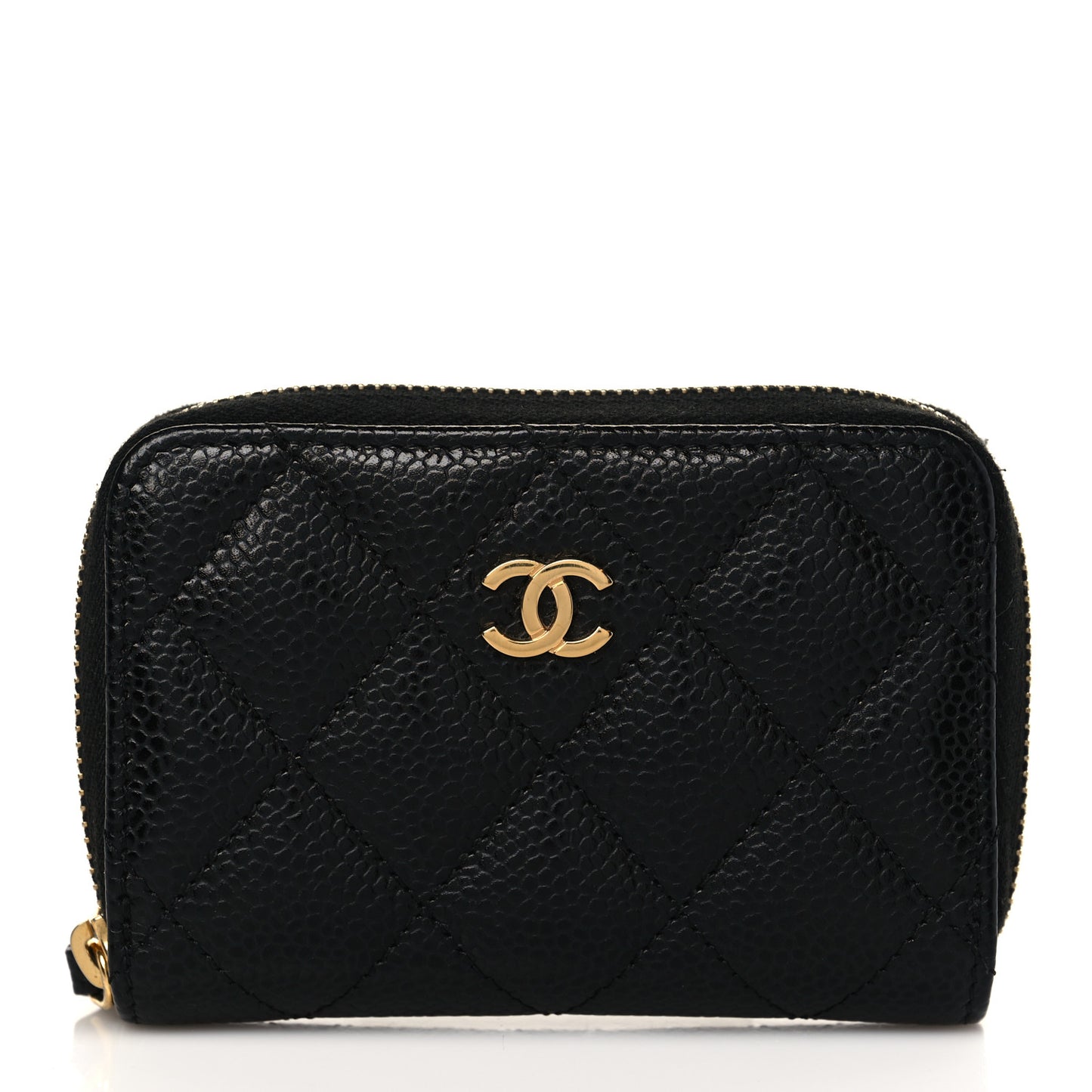 Caviar Quilted Zip Coin Purse Black