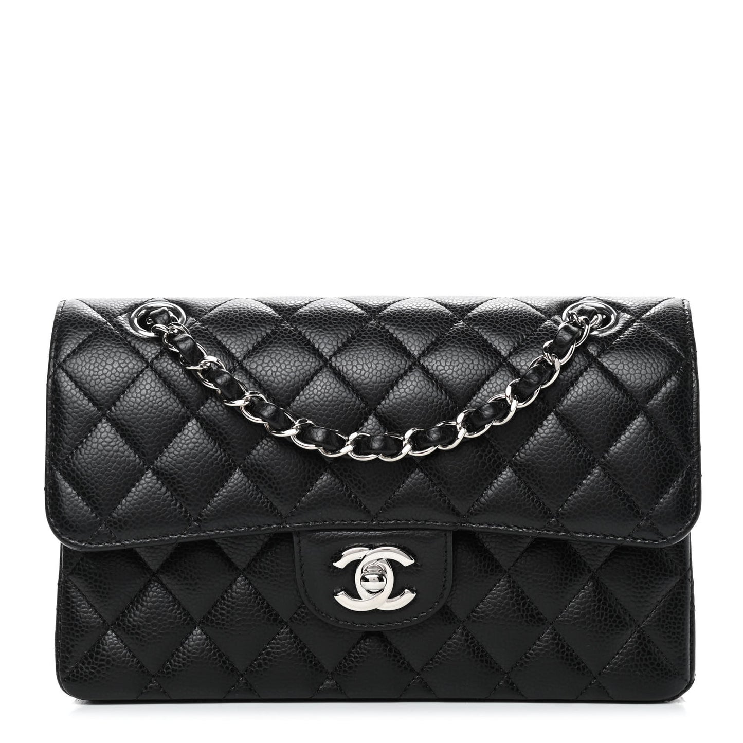 Caviar Quilted Small Double Flap Black