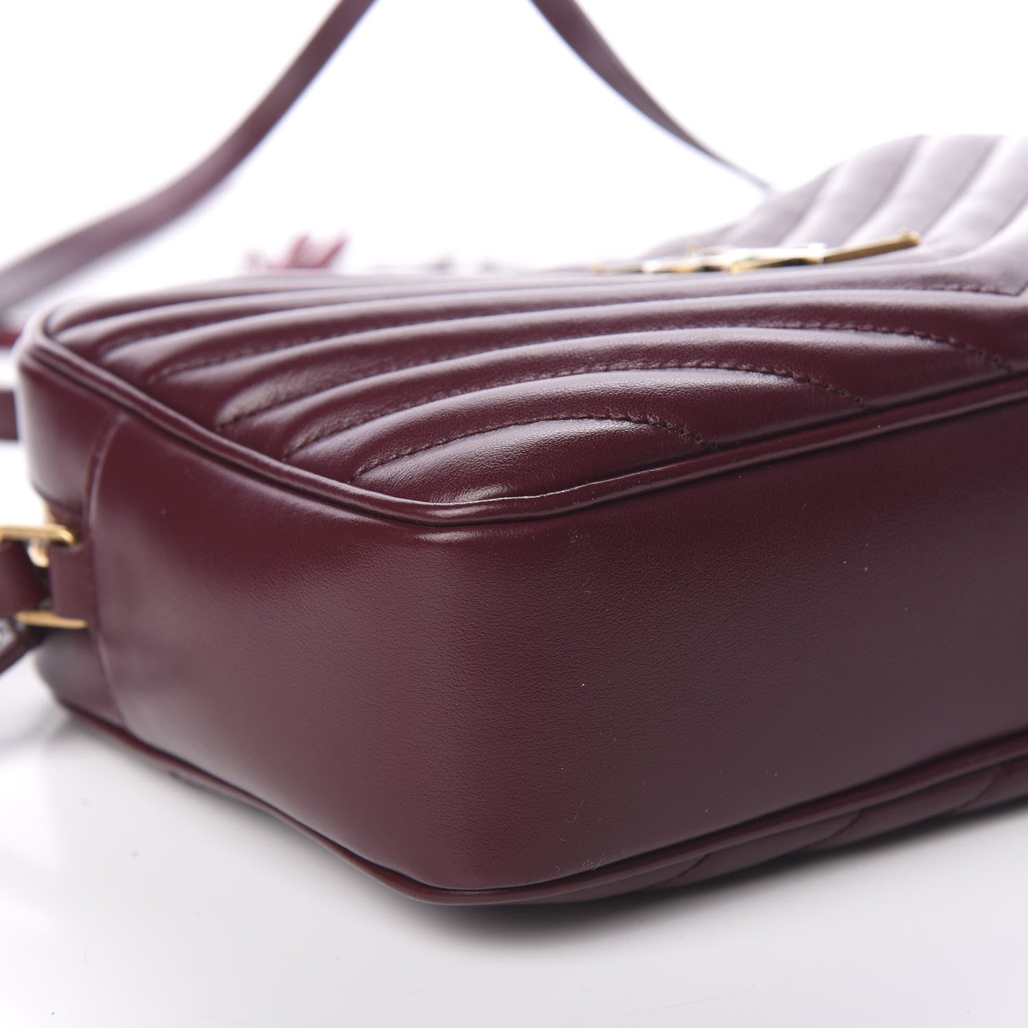 Saint Laurent Calfskin Matelasse Monogram Lou Camera Bag Dark Legion Red 8 of 9