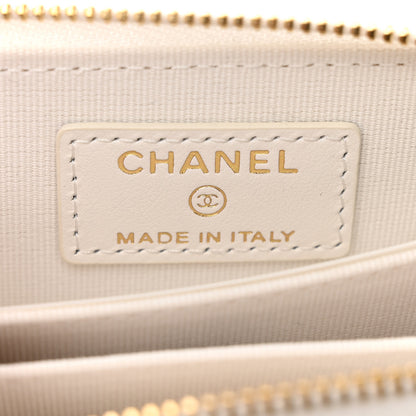 Chanel Tweed Quilted Bow Flap Card Holder On Chain White 6 of 12