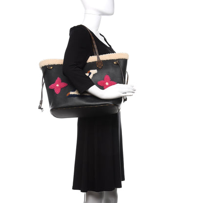 Louis Vuitton Calfskin Monogram Teddy Neverfull MM Black 2 of 13