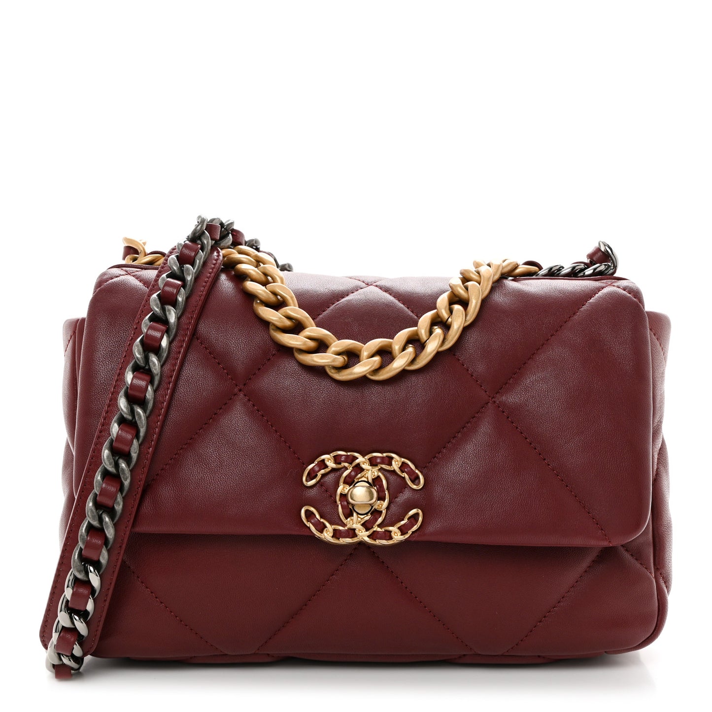 Lambskin Quilted Medium Chanel 19 Flap Marron