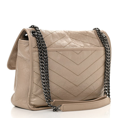 Saint Laurent Crinkled Calfskin Matelasse Monogram Medium Niki Chain Satchel Light Natural 3 of 12