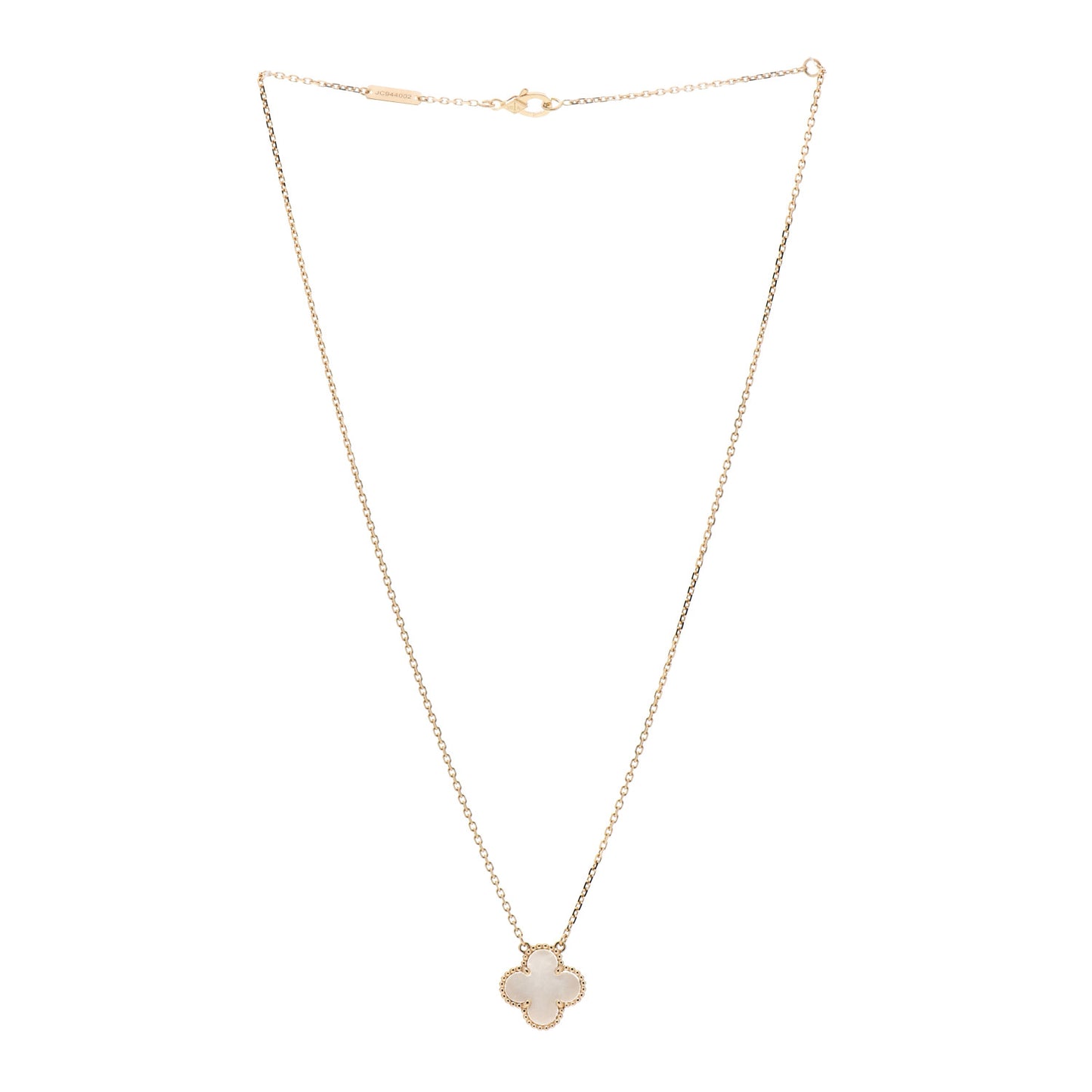 18K Yellow Gold Mother of Pearl Vintage Alhambra Pendant Necklace