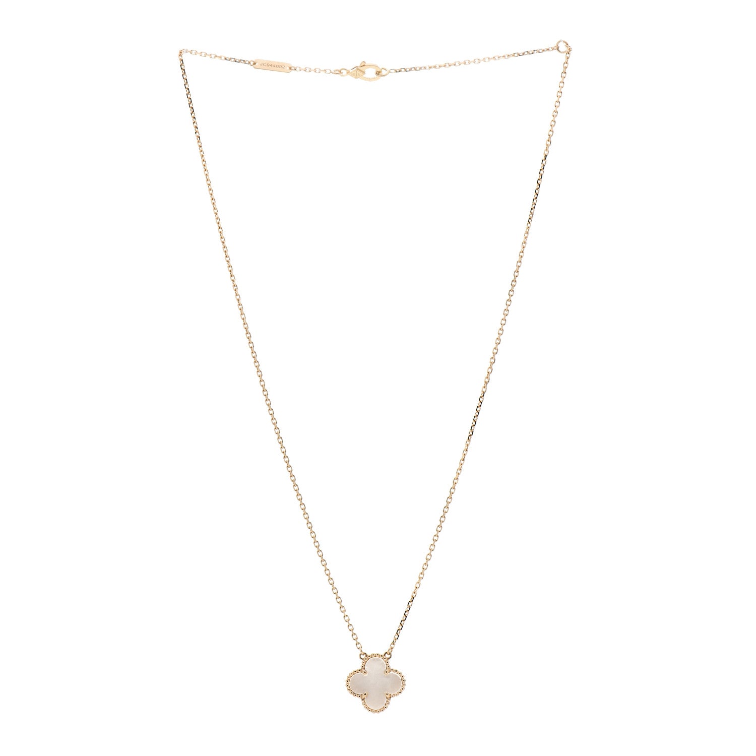 Van Cleef & Arpels 18K Yellow Gold Mother of Pearl Vintage Alhambra Pendant Necklace 3 of 5