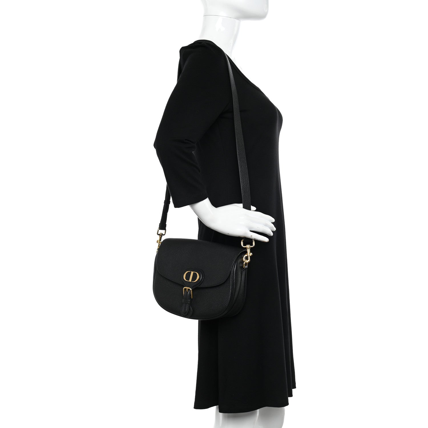 Christian Dior Grained Calfskin Medium Bobby Flap Navy Blue 2 of 12