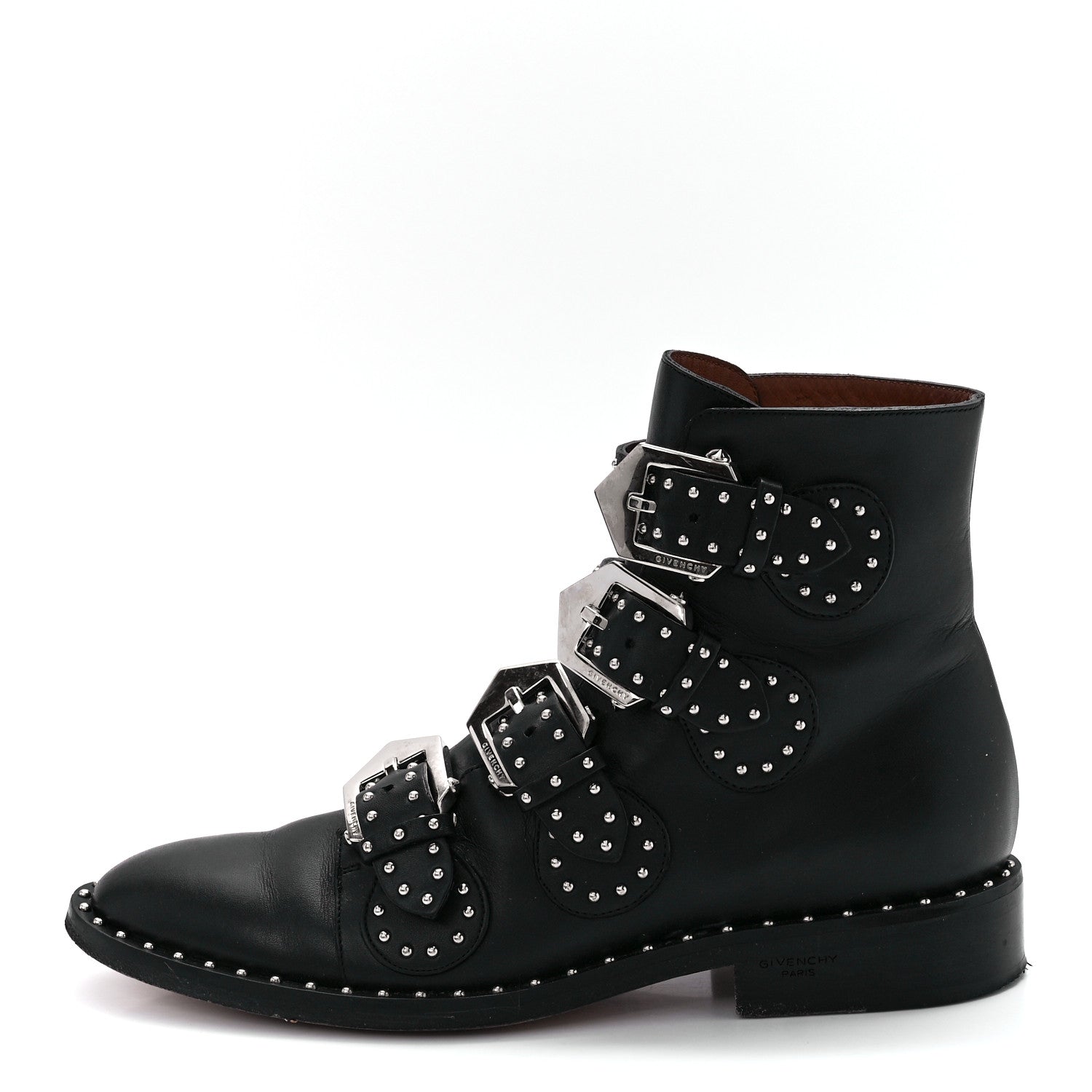 Givenchy Calfskin Studded Prue Buckle Bootie 36.5 Black 1 of 8