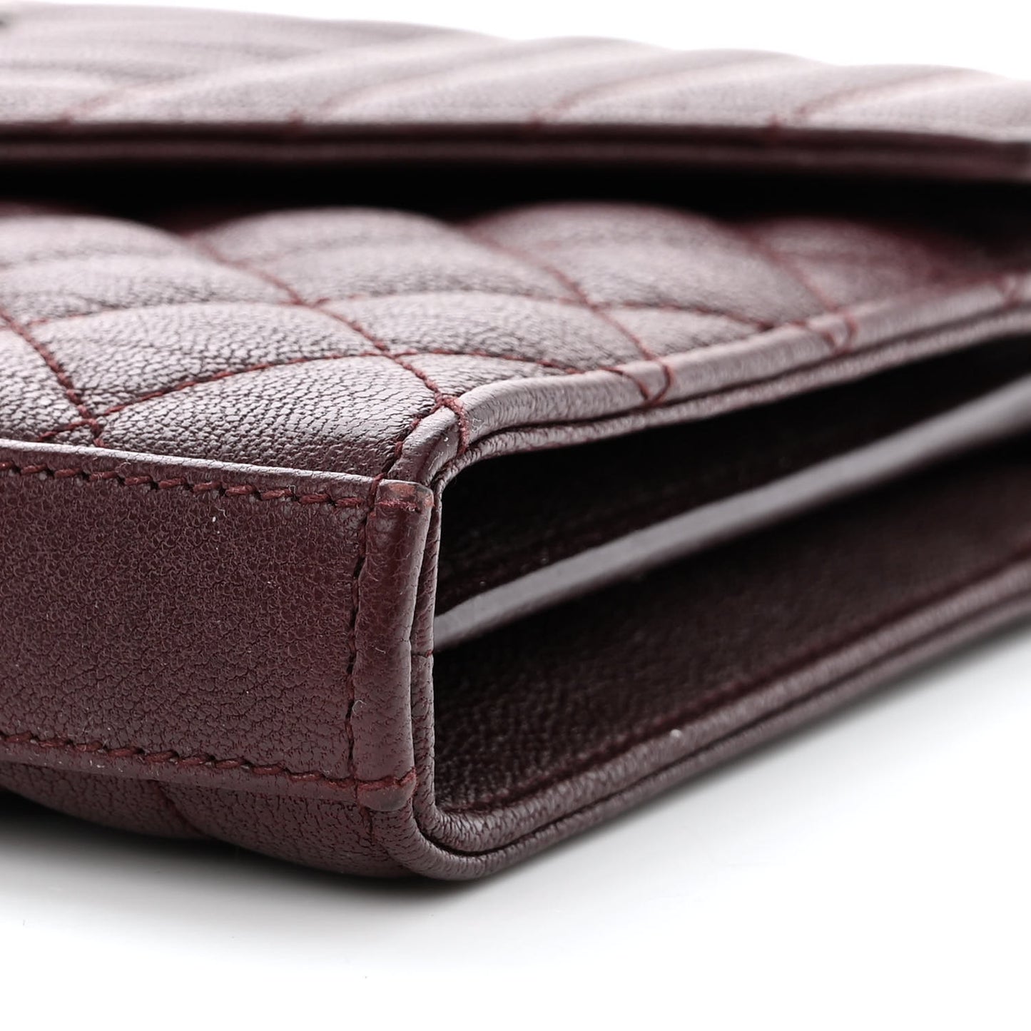 Sheepskin Tri-Quilt Monogram Envelope Chain Wallet Burgundy
