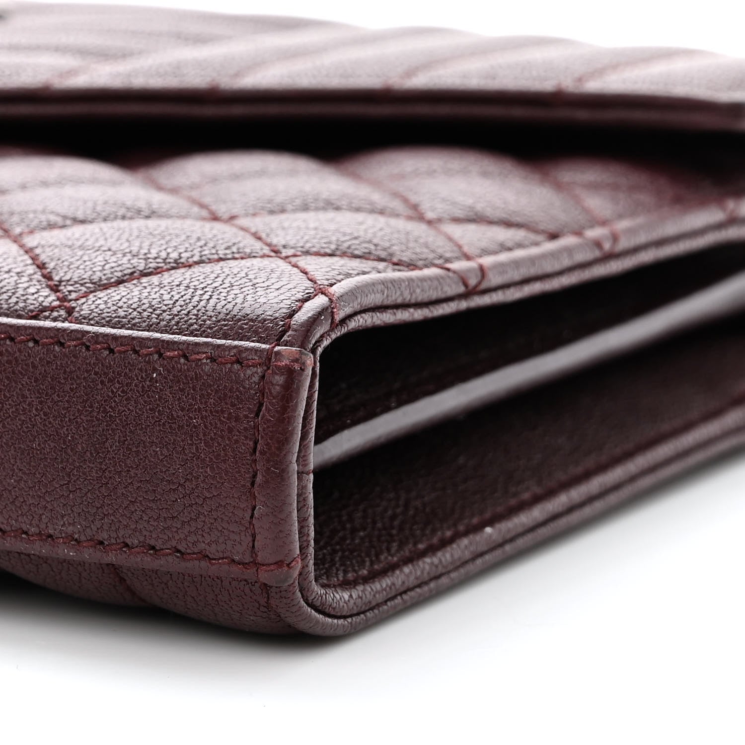 Saint Laurent Sheepskin Tri-Quilt Monogram Envelope Chain Wallet Burgundy 10 of 11