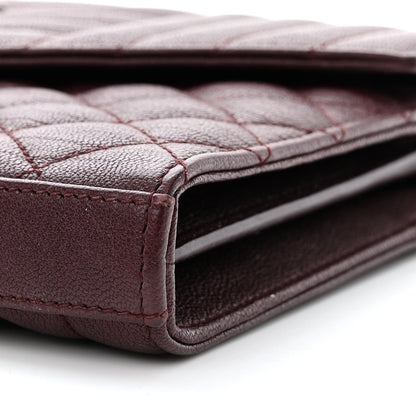 Saint Laurent Sheepskin Tri-Quilt Monogram Envelope Chain Wallet Burgundy 10 of 11
