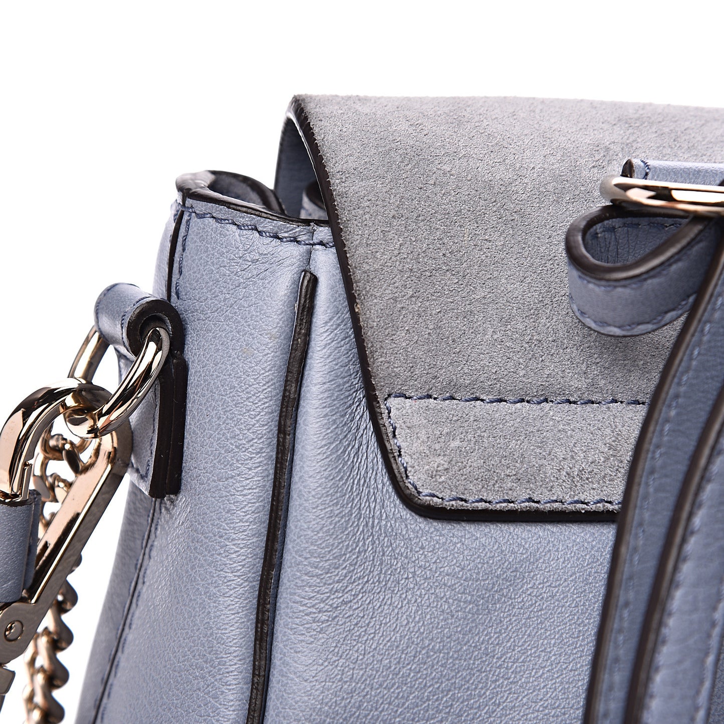 Suede Calfskin Mini Faye Backpack Washed Blue