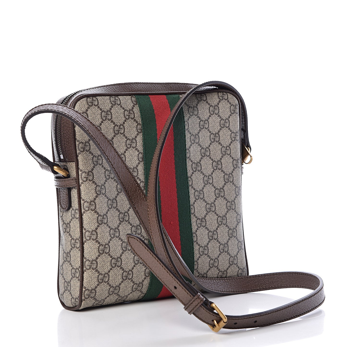 GG Supreme Monogram Web Small Ophidia Messenger Bag Brown